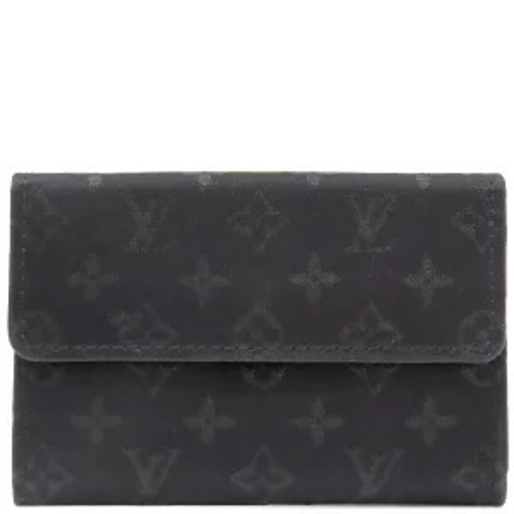 Louis Vuitton Portemonnaie Satin coin case Wallet Monogram Black Card